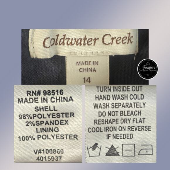 Coldwater Creek NWT Metallic Slate Gray Floral Lace Twisted Waist Dress Size 14 - Picture 11 of 13